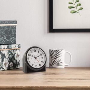 Large 4.72 in. Black Analog Alarm Table Clock with Night Vision Technology